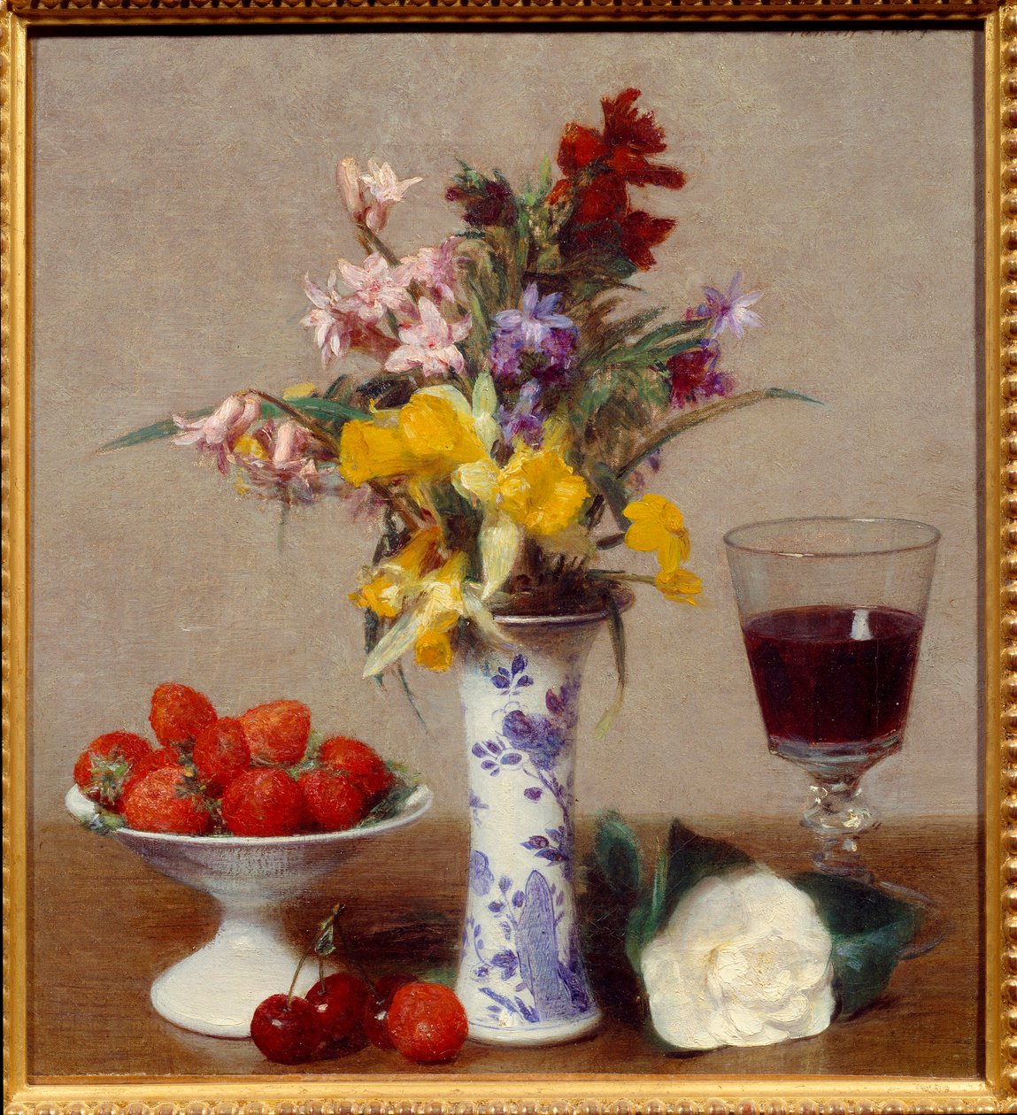 Still life called the engagement by Ignace Henri Jean Fantin Latour