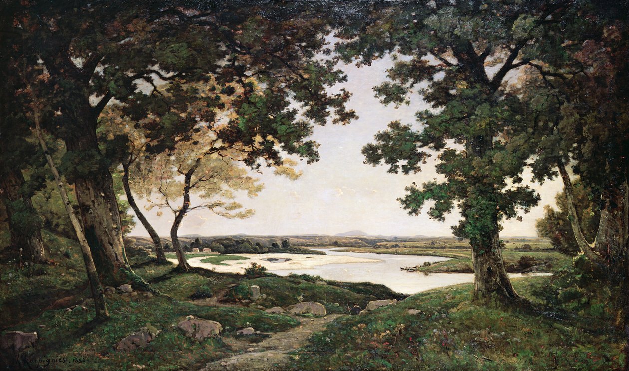 Wooded Landscape with a Sandy River by Henri Joseph Harpignies