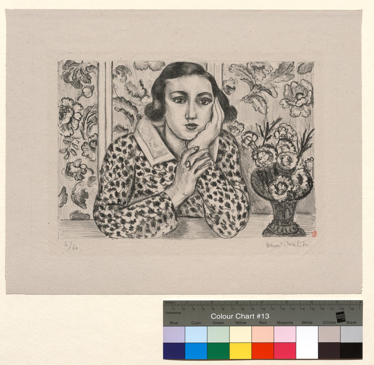 Young Girl Leaning on the Screen: Young Girl with a Bouquet of Flowers by Henri Matisse