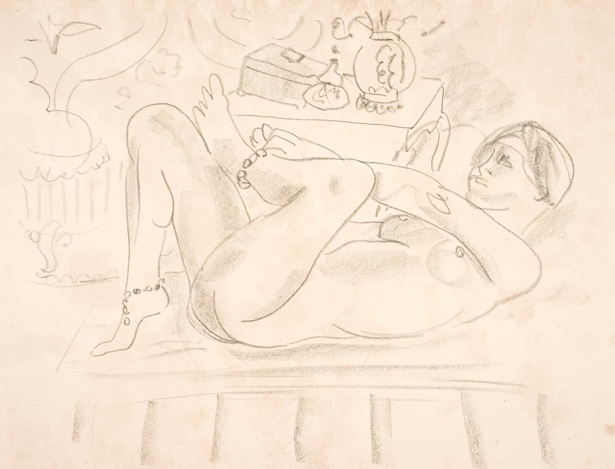 Nude Woman, Lying on Her Back with Pearl Necklaces Around Her Ankles (Odalisque) by Henri Matisse