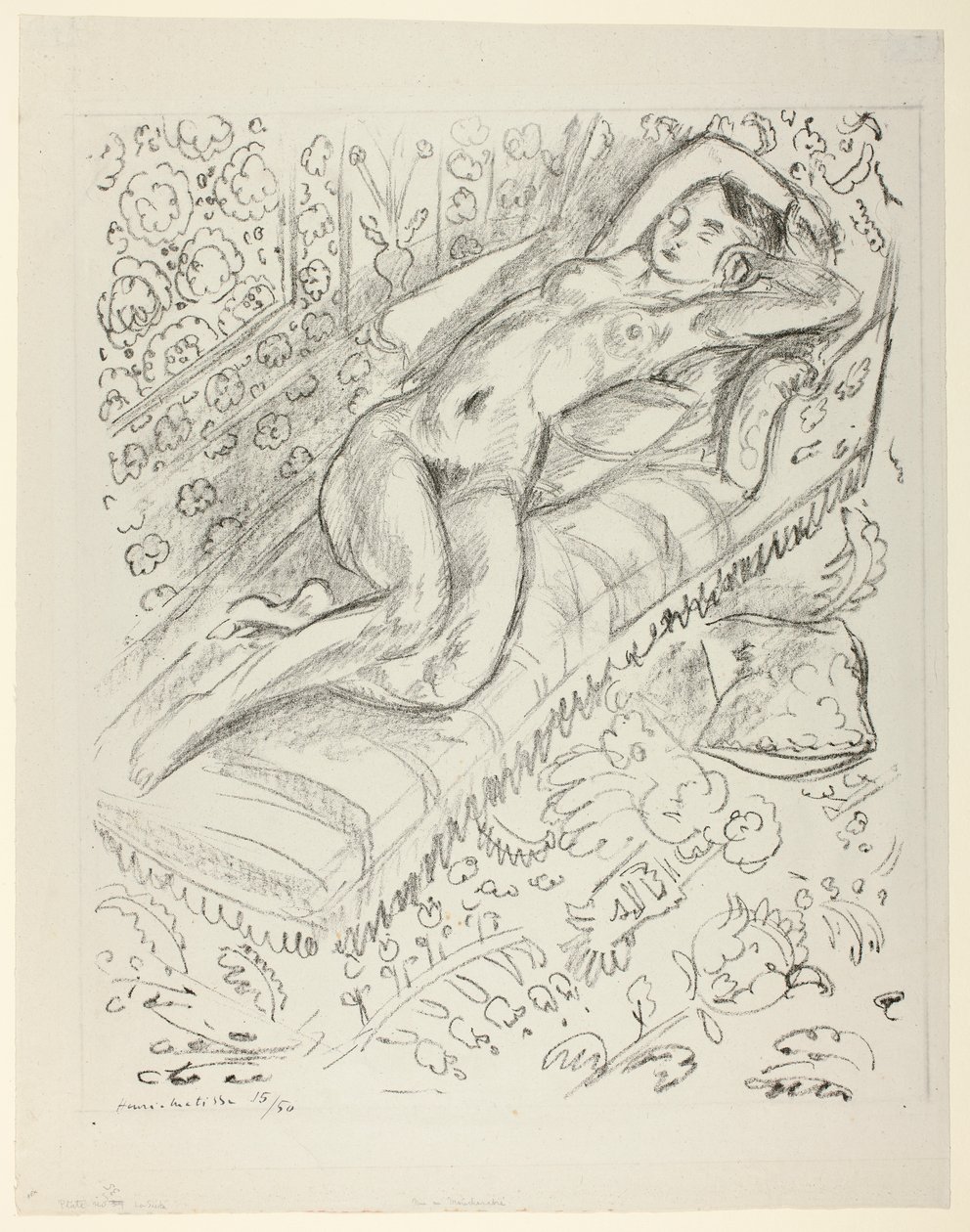 Nude Resting on a Chaise with Mashrabiya Background by Henri Matisse