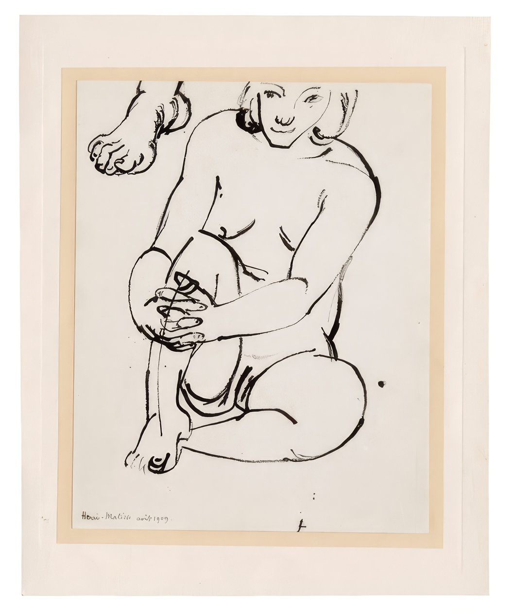 Seated Female Nude, Holding One Knee, with Sketch of a Foot by Henri Matisse