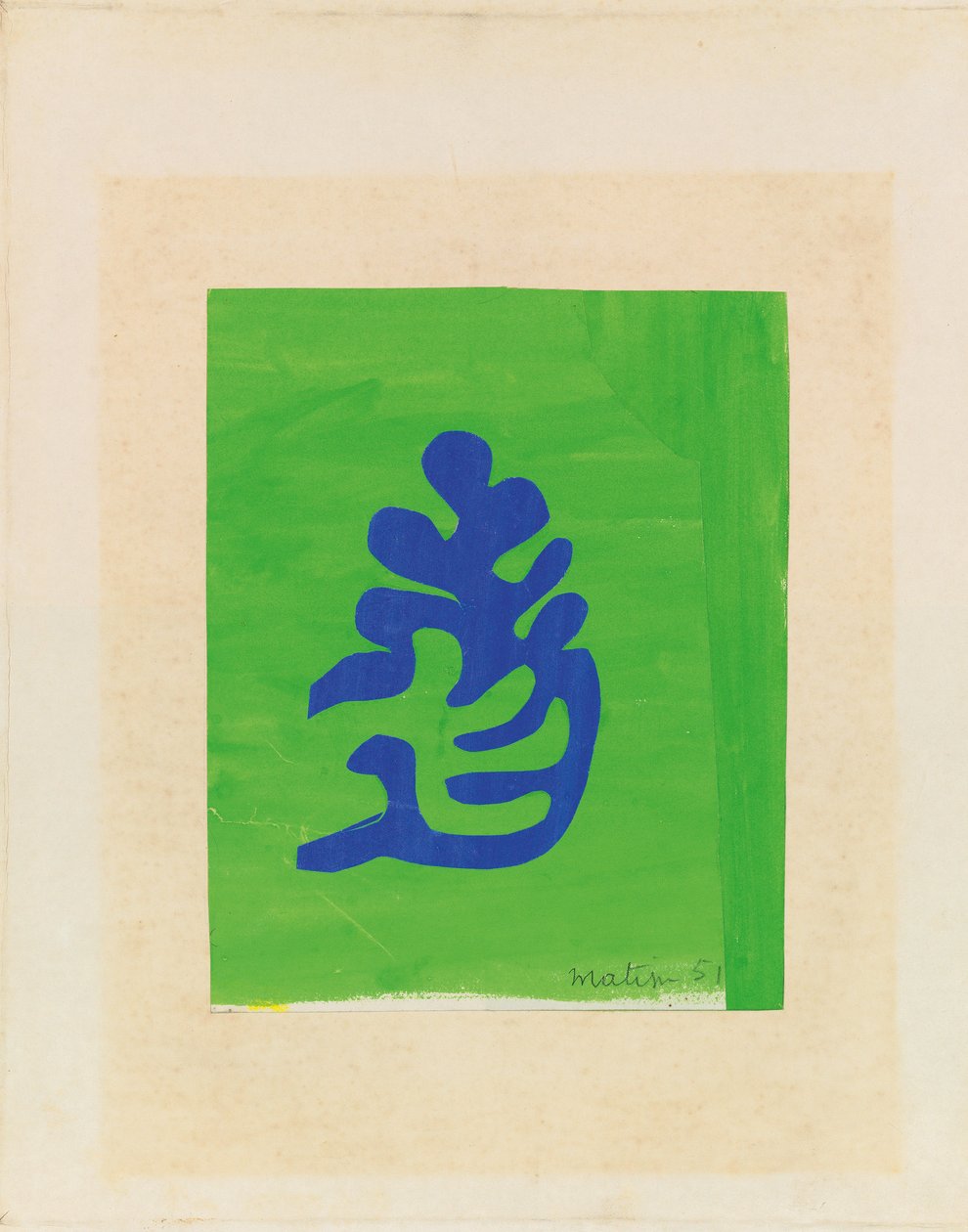 Small Blue Arabesque on a Green Background by Henri Matisse