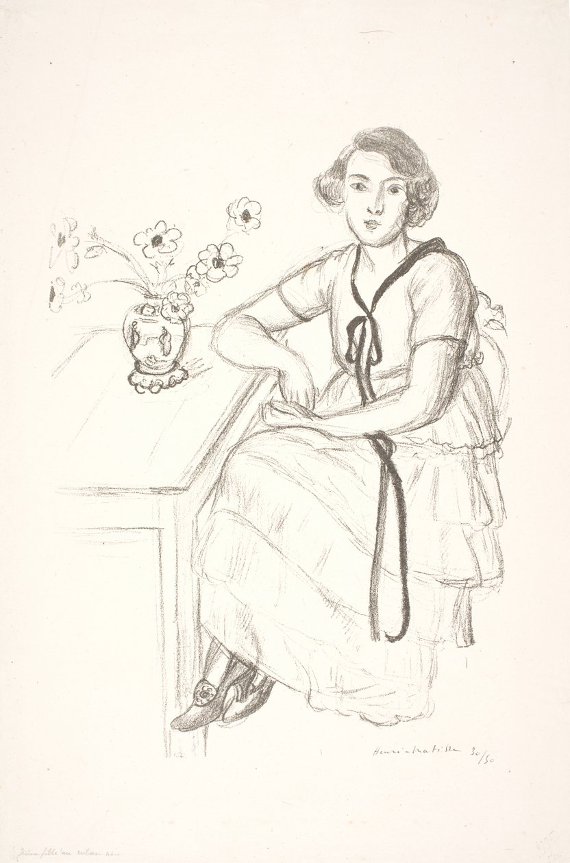 Young Woman with Black Decorative Ribbon by Henri Matisse