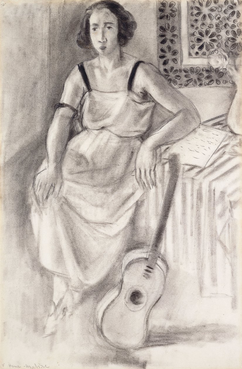 Woman Sitting with a Guitar by Henri Matisse