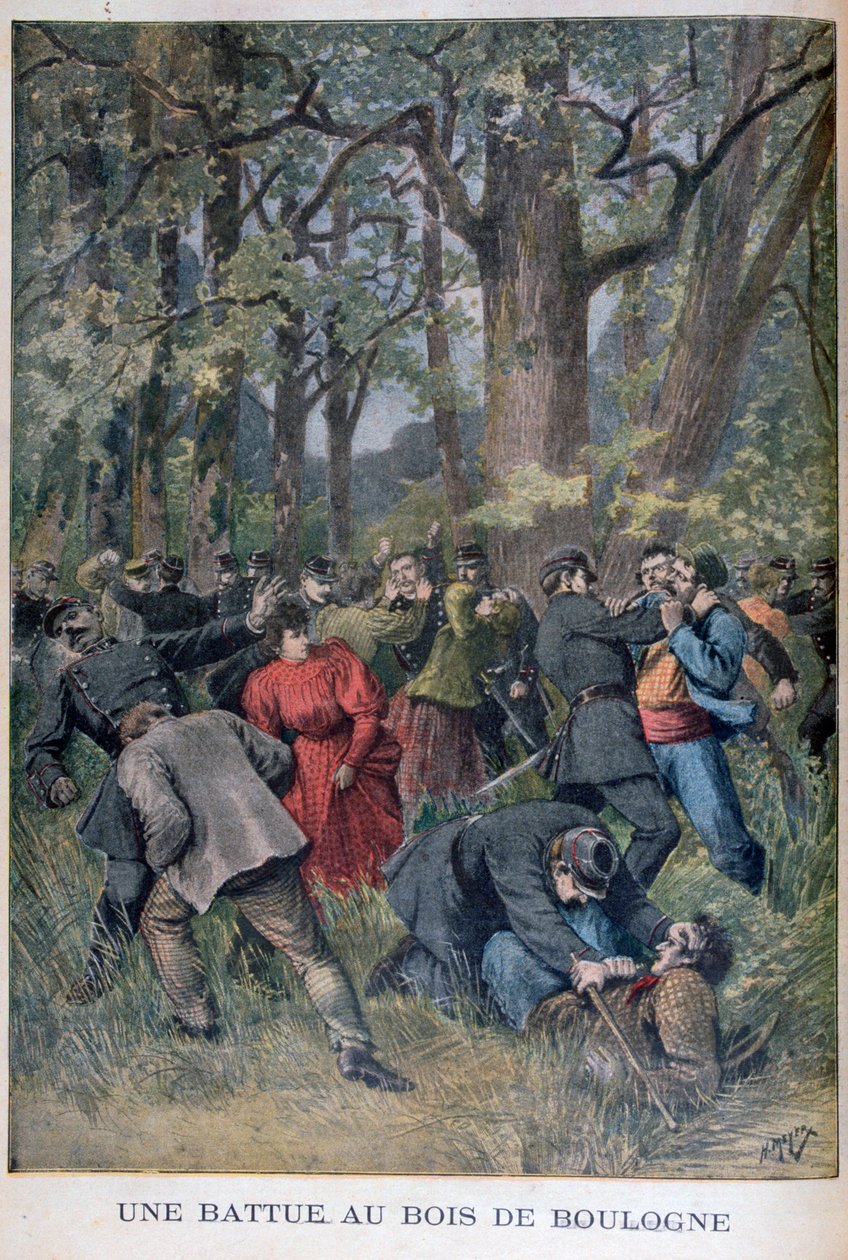 Fight between Gendarmes and Civilians in the Bois de Boulogne, Paris by Henri Meyer