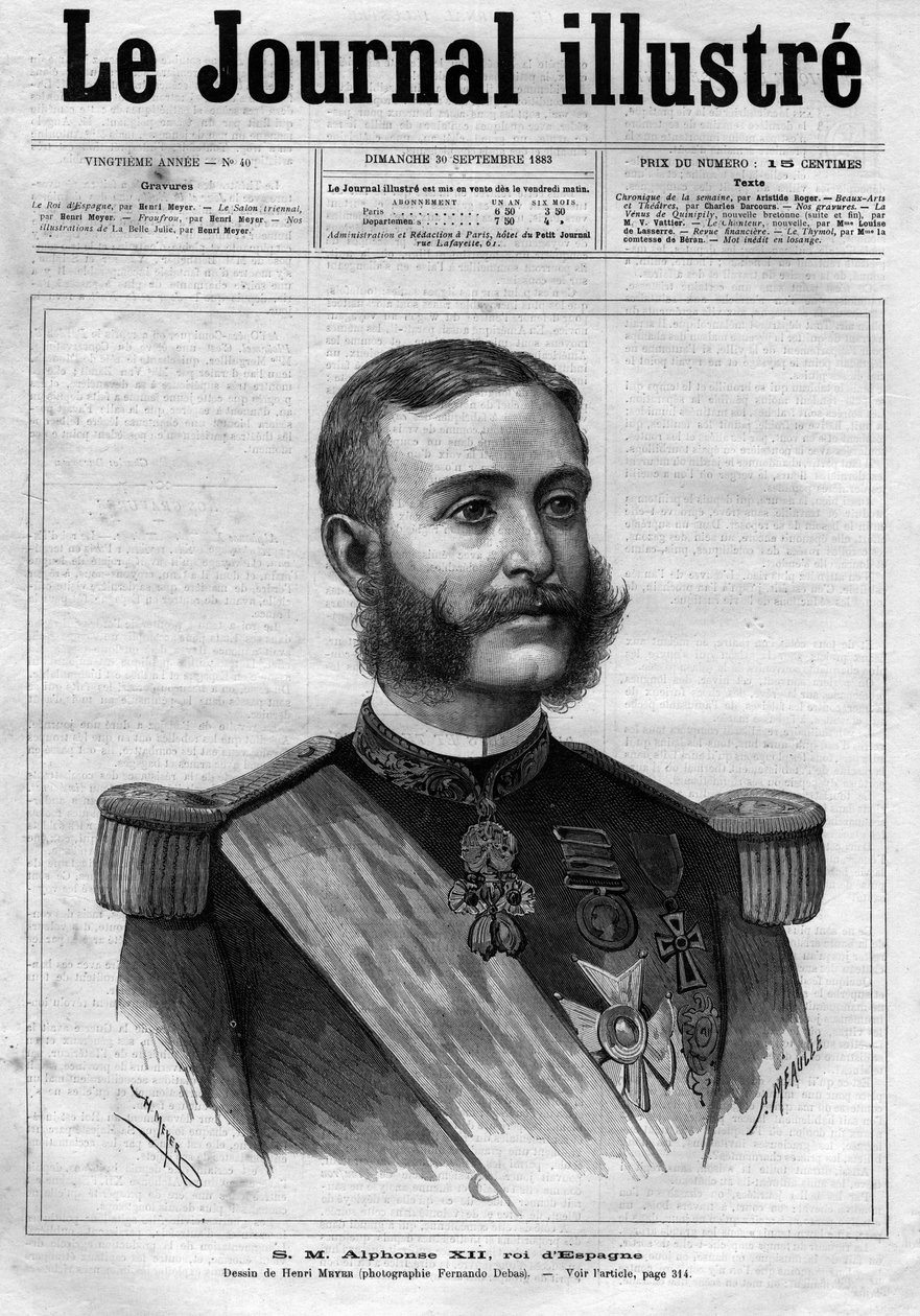Portrait of Alfonso XII of Spain (1857-1885), King of Spain - Cover Page of 