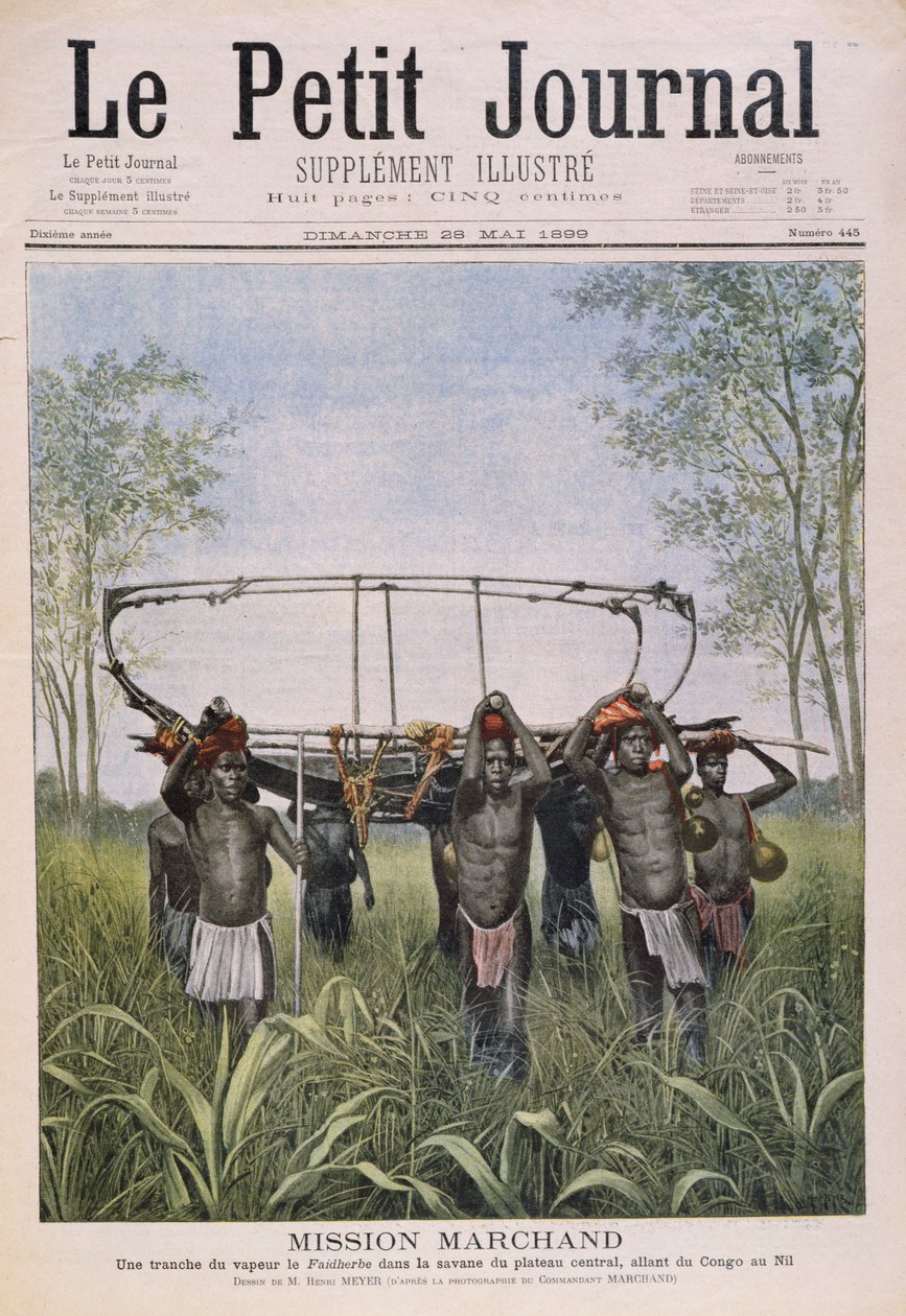 The Marchand Mission travelling from the Congo to the Nile, from Le Petit Journal, 28th May 1899 by Henri Meyer