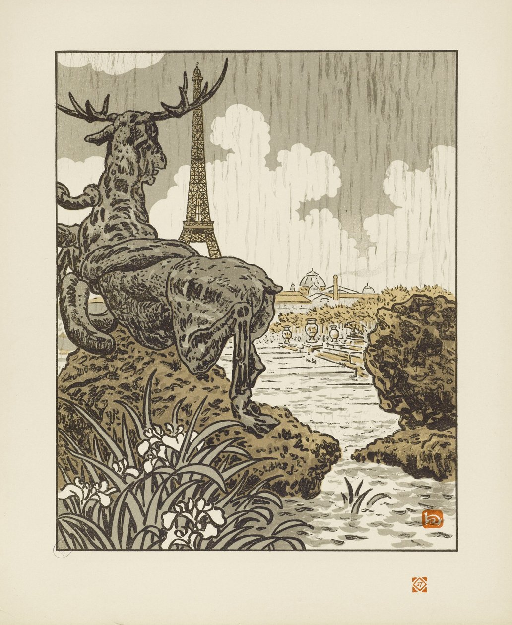 Behind the Momentum of Frémiet [The Thirty-Six Views of the Eiffel Tower] by Henri Rivière