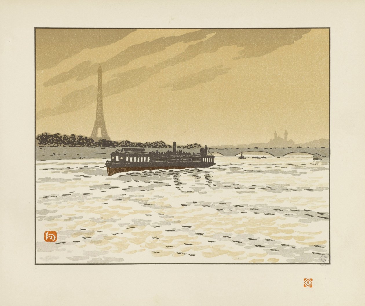 From the Quai de la Conférence [The Thirty-Six Views of the Eiffel Tower] by Henri Rivière