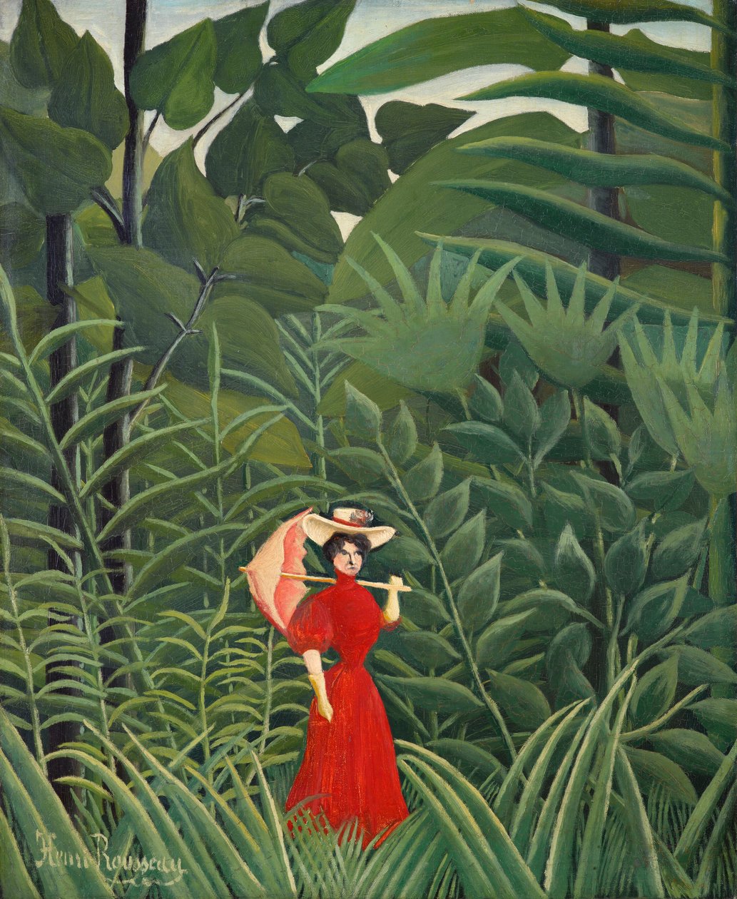 Woman in Red in the Forest by Henri Rousseau: Fine art print