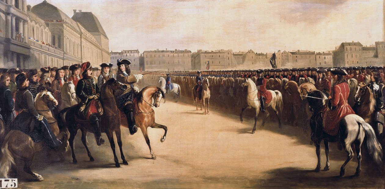 Tsar Peter I the Great of Russia (1672-1725) Accompanied by the Regent Philip II Duke of Orleans (1674-1723) During His Visit to France Reviews the Mounted Troops at the Tuileries (Paris) on 16/06/1717 by Henri Serrur