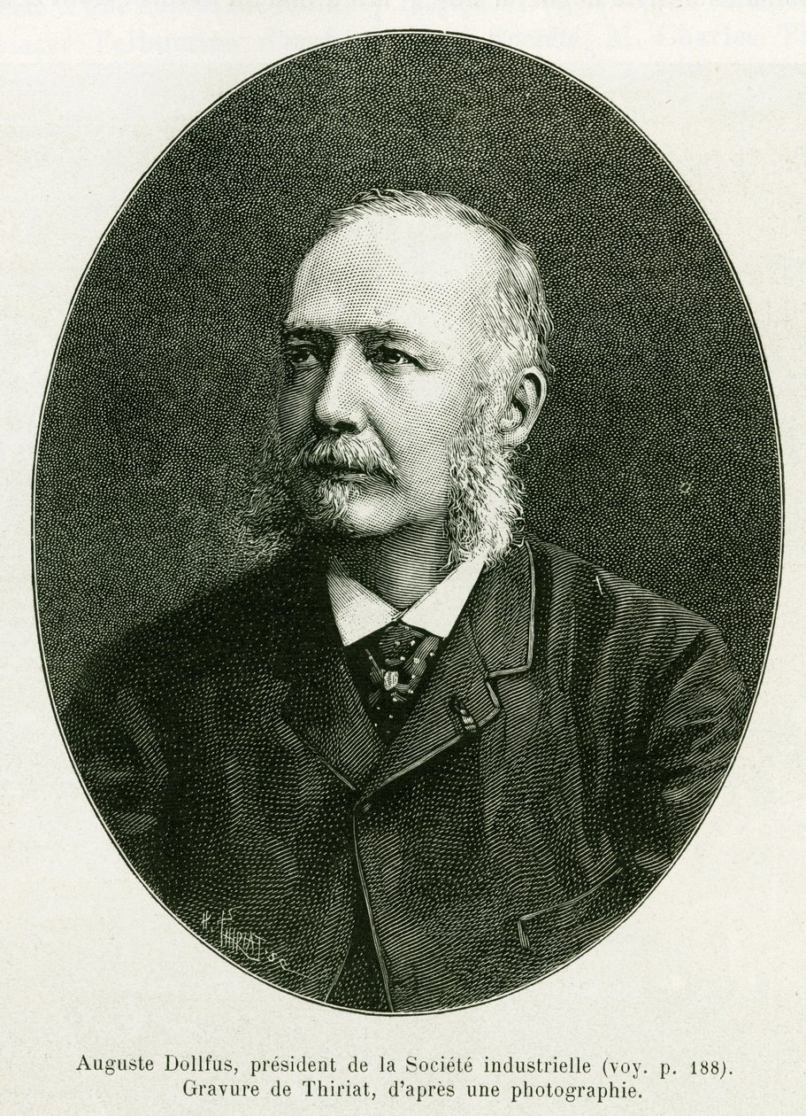 Auguste Dollfus, President of the Industrial Company Dollfus Mieg. Engraving by Thiriat to illustrate the story 