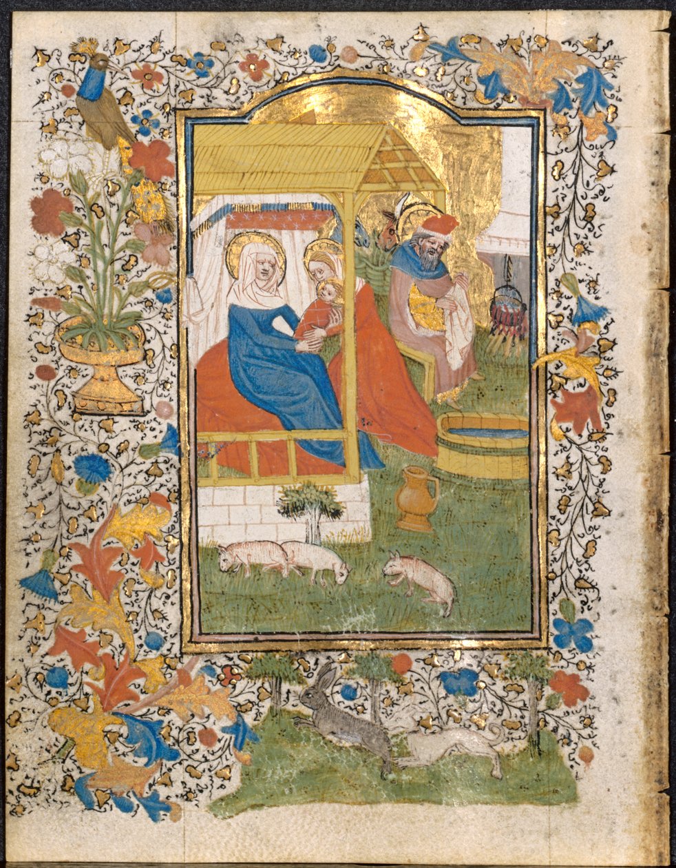 The Nativity: Leaf from a Book of Hours (3 of 6 Excised Leaves) by Henri d