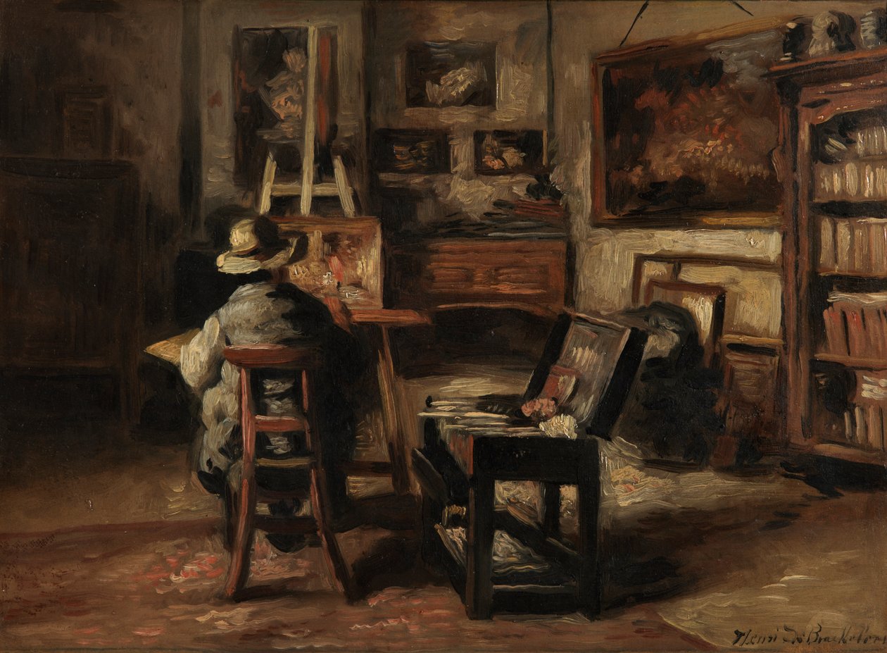 The Studio of Ferdinand De Braekeleer I, Father of the Painter by Henri de Braekeleer