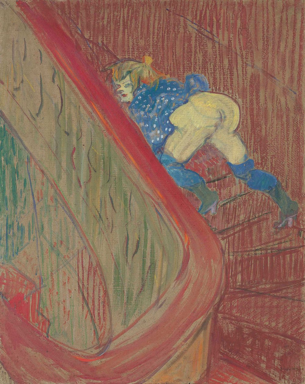 On the Staircase of the Rue des Moulins by Henri de Toulouse-Lautrec