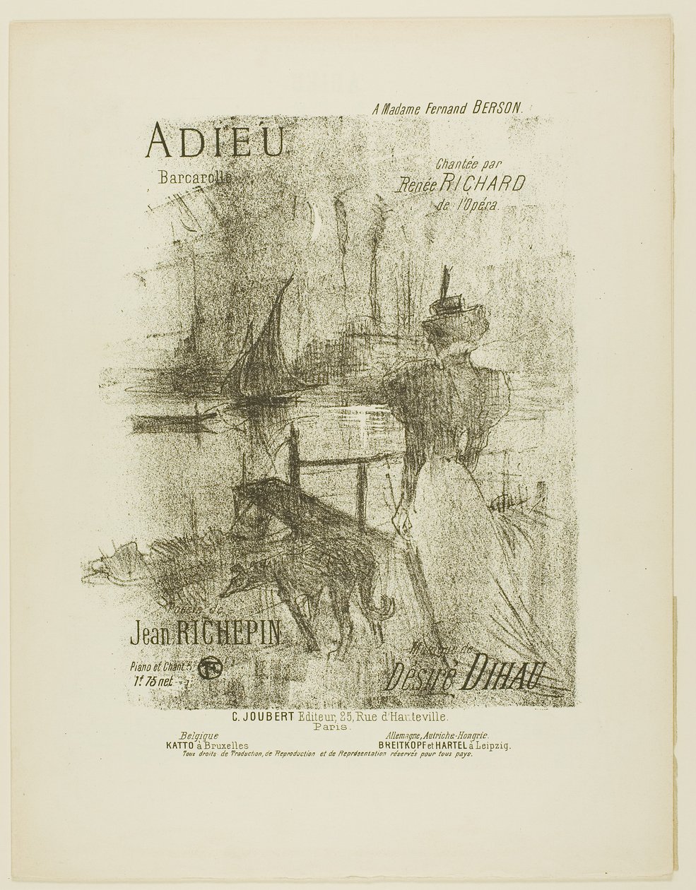 Farewell, from Melodies of Désiré Dihau by Henri de Toulouse-Lautrec