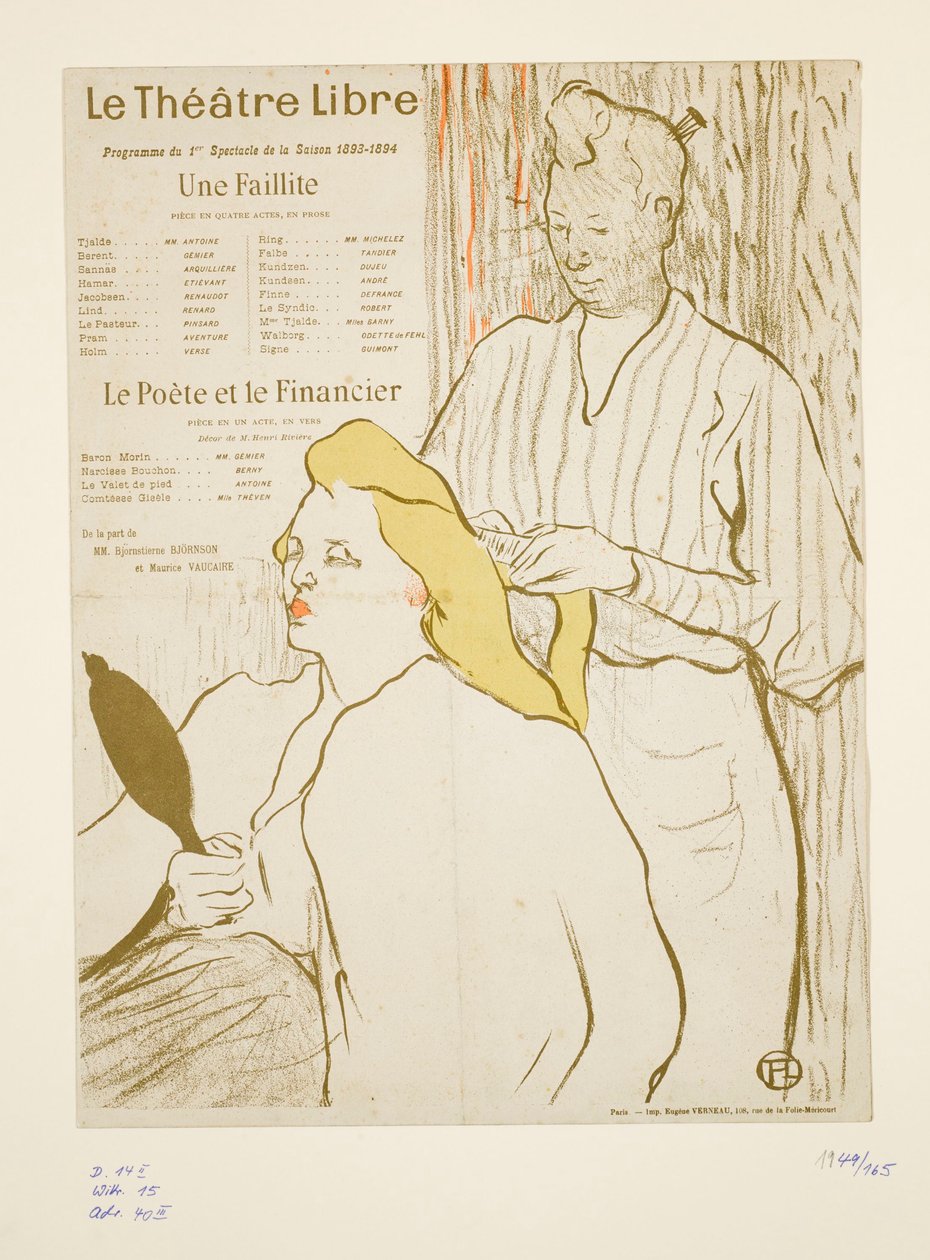 Hairdresser, Program of the Théâtre Libre by Henri de Toulouse-Lautrec
