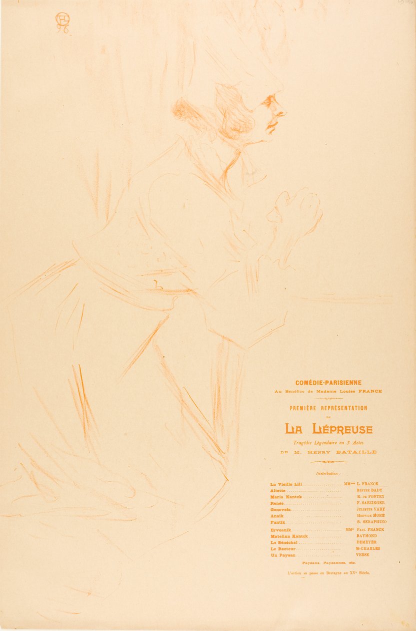 Program for La Lépreuse by Henri de Toulouse-Lautrec