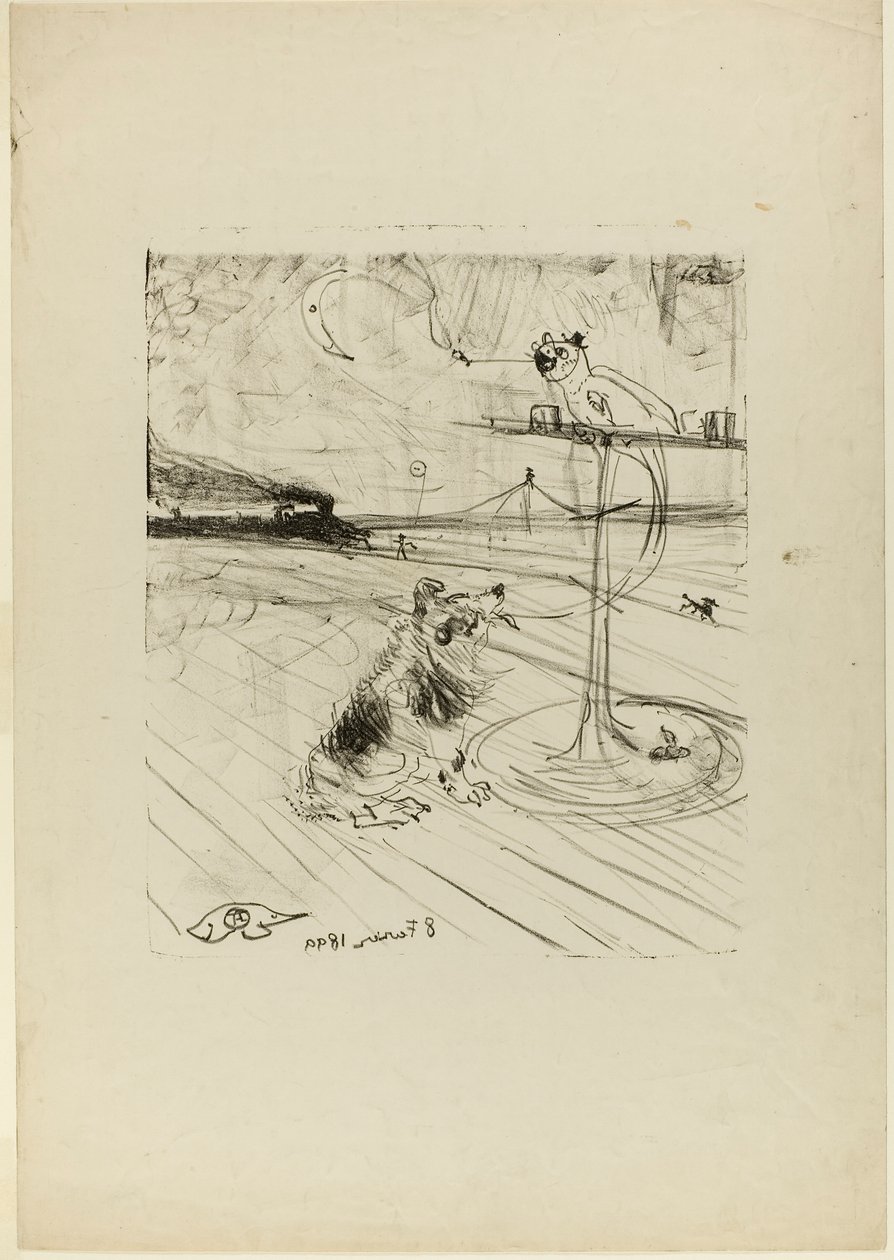 The Dog and the Parrot by Henri de Toulouse-Lautrec