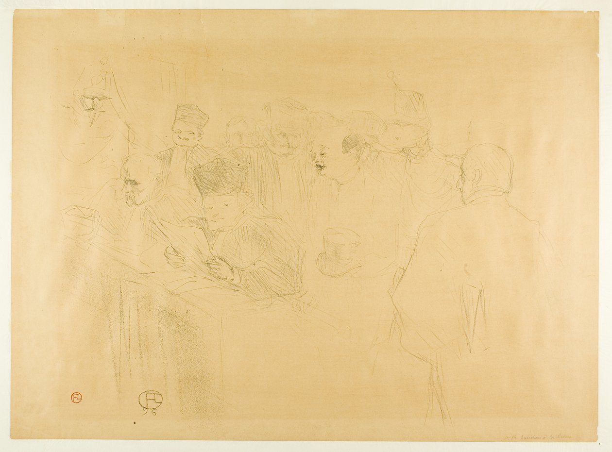 The Lebaudy Trial, Mademoiselle Marsy Giving Evidence by Henri de Toulouse-Lautrec