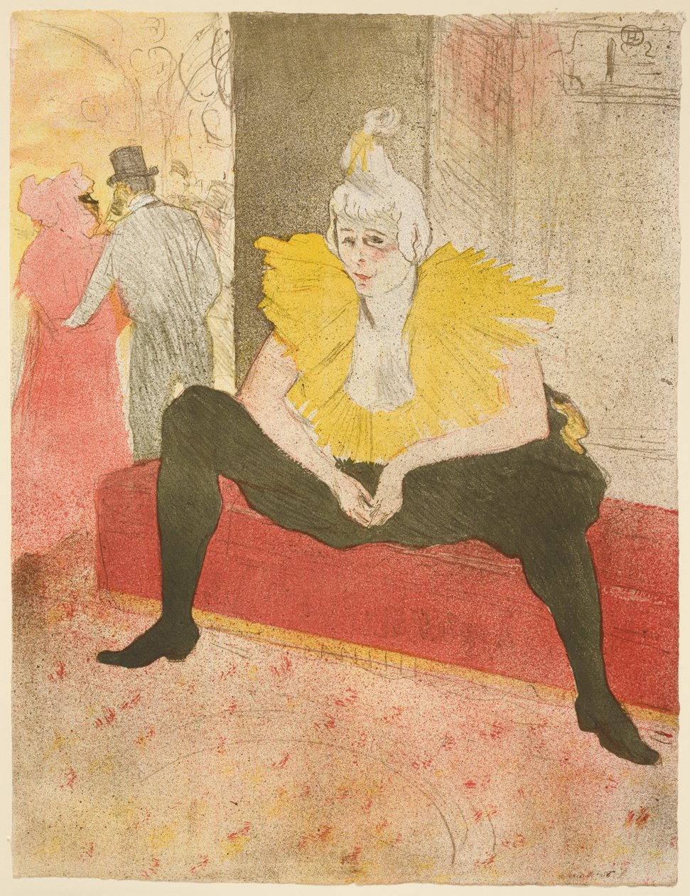 The Seated Clowness (Miss Cha-U-Kao) by Henri de Toulouse-Lautrec