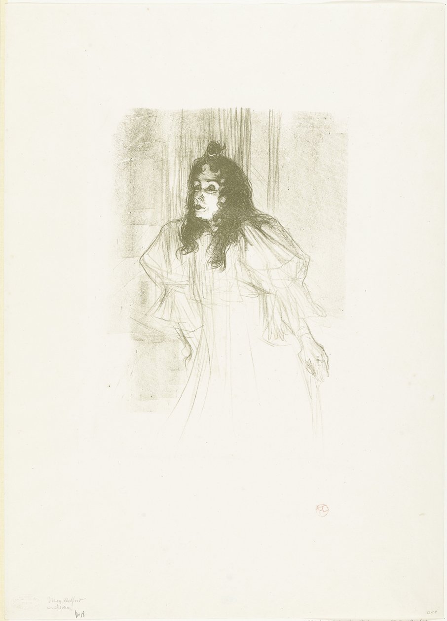 Portrait of the Singer May Belfort with Loose Hanging Hair by Henri de Toulouse Lautrec