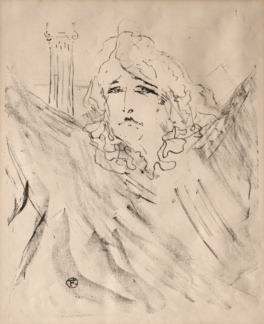 Portraits of Actors and Actresses: Thirteen Lithographs: Sarah Bernhardt by Henri de Toulouse Lautrec