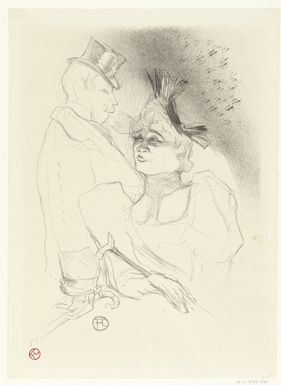 Portrait of Singer Marcelle Lender and Comedian Louis Bouchenez or the Baron During Performance by Henri de Toulouse Lautrec