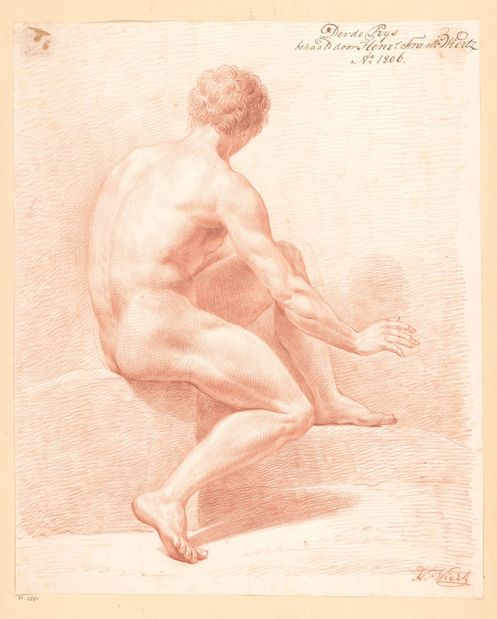 Seated Male Nude, Seen from the Back (3rd prize 1806) by Henricus Franciscus Wiertz