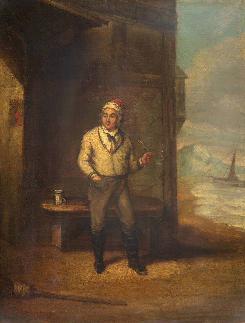 Enjoying a Pipe by Henry Liverseege