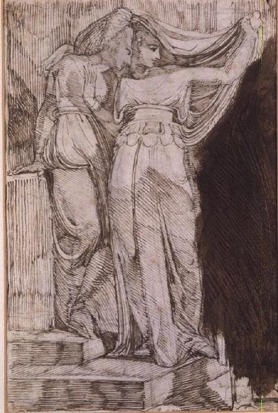Two Female Figures Standing on Steps, Rome, May 1787 by Johann Heinrich Füssli