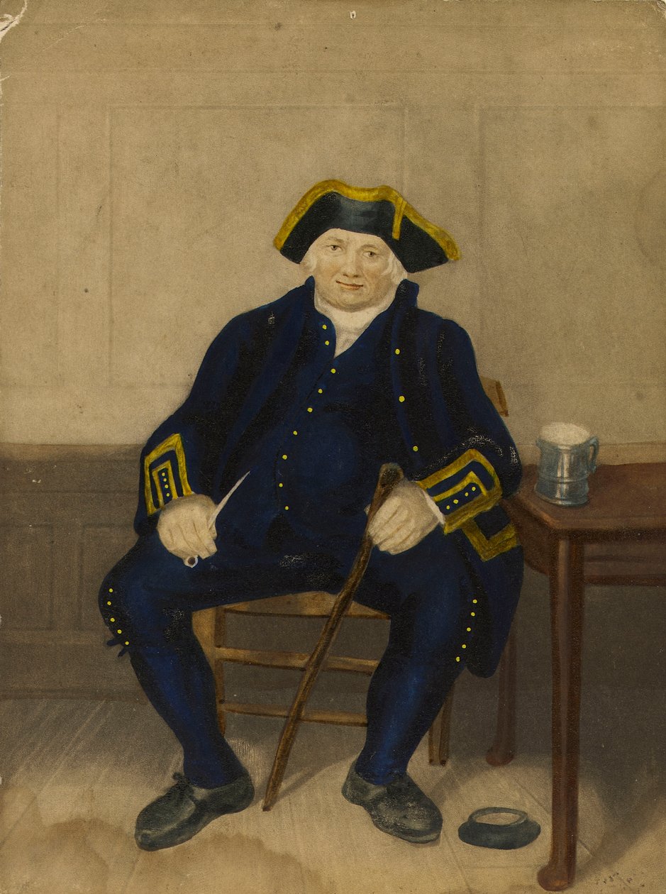 Portrait of Greenwich Pensioner, Seated with Clay Pipe and Tankard by Henry (after) Dawe