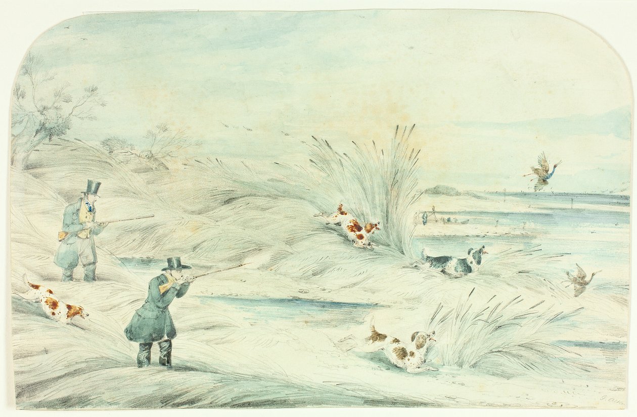 Hunt Crossing Stream Shooting Ducks by Henry Alken