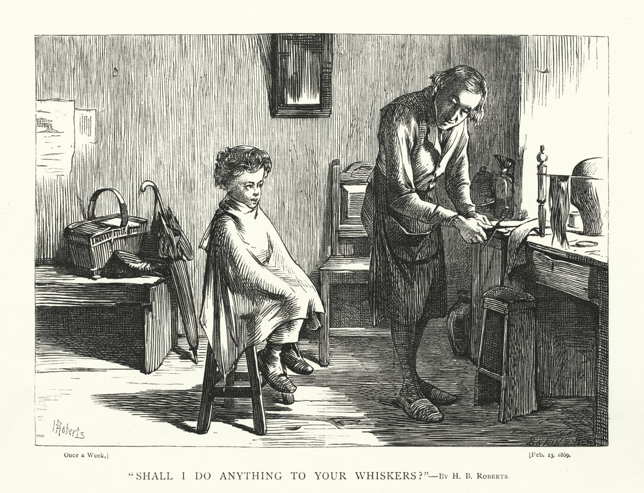 "Shall I do anything to your Whiskers?" by Henry Benjamin Roberts