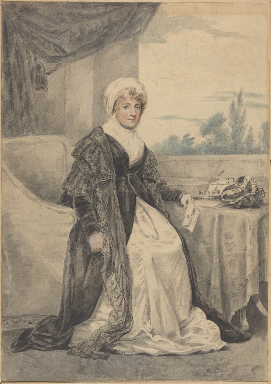 Woman Seated at a Table, Holding a Letter by Henry Edridge
