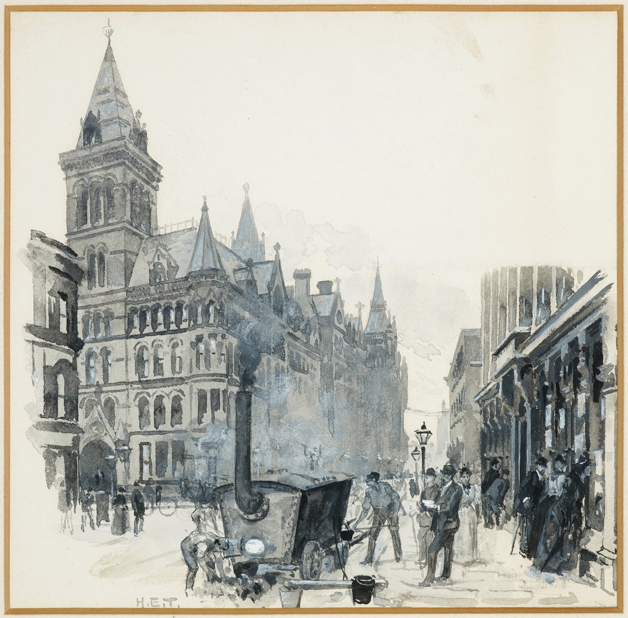 Corporation Road Making, Princess Street and Town Hall by Henry Edward Tidmarsh