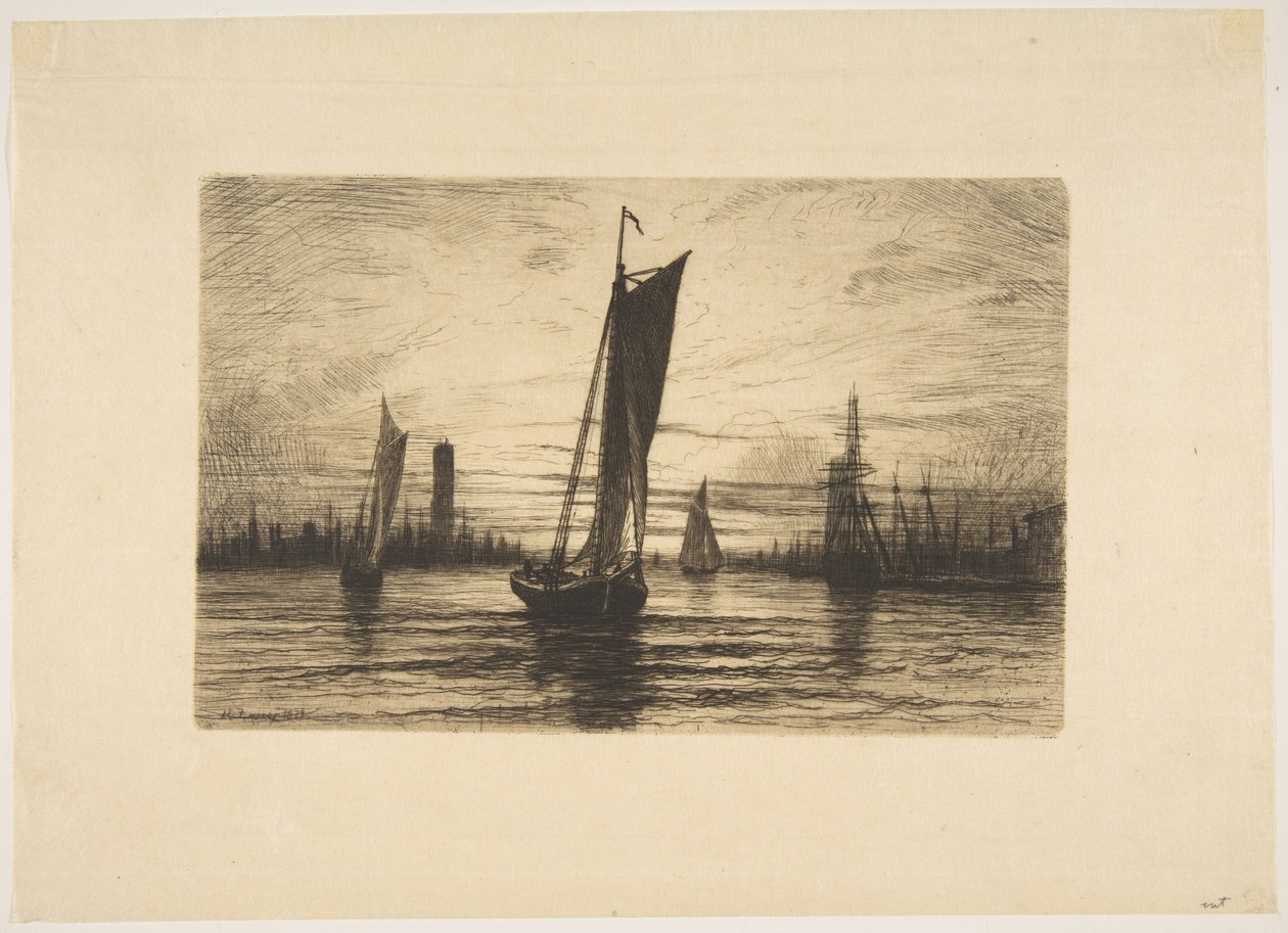 Sunset on the East River by Henry Farrer