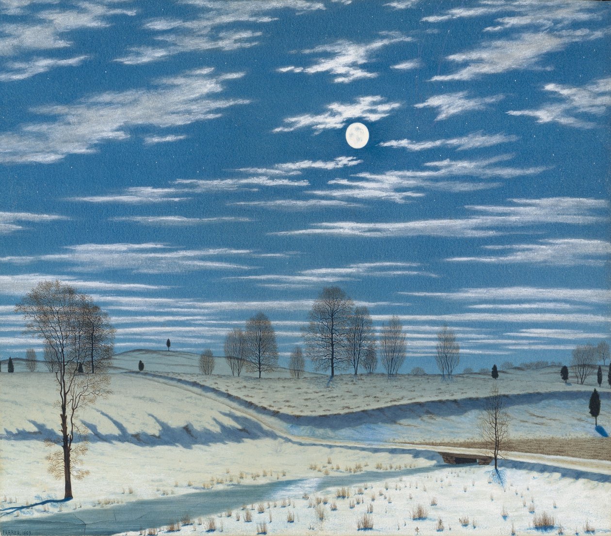 Winter Scene in Moonlight by Henry Farrer
