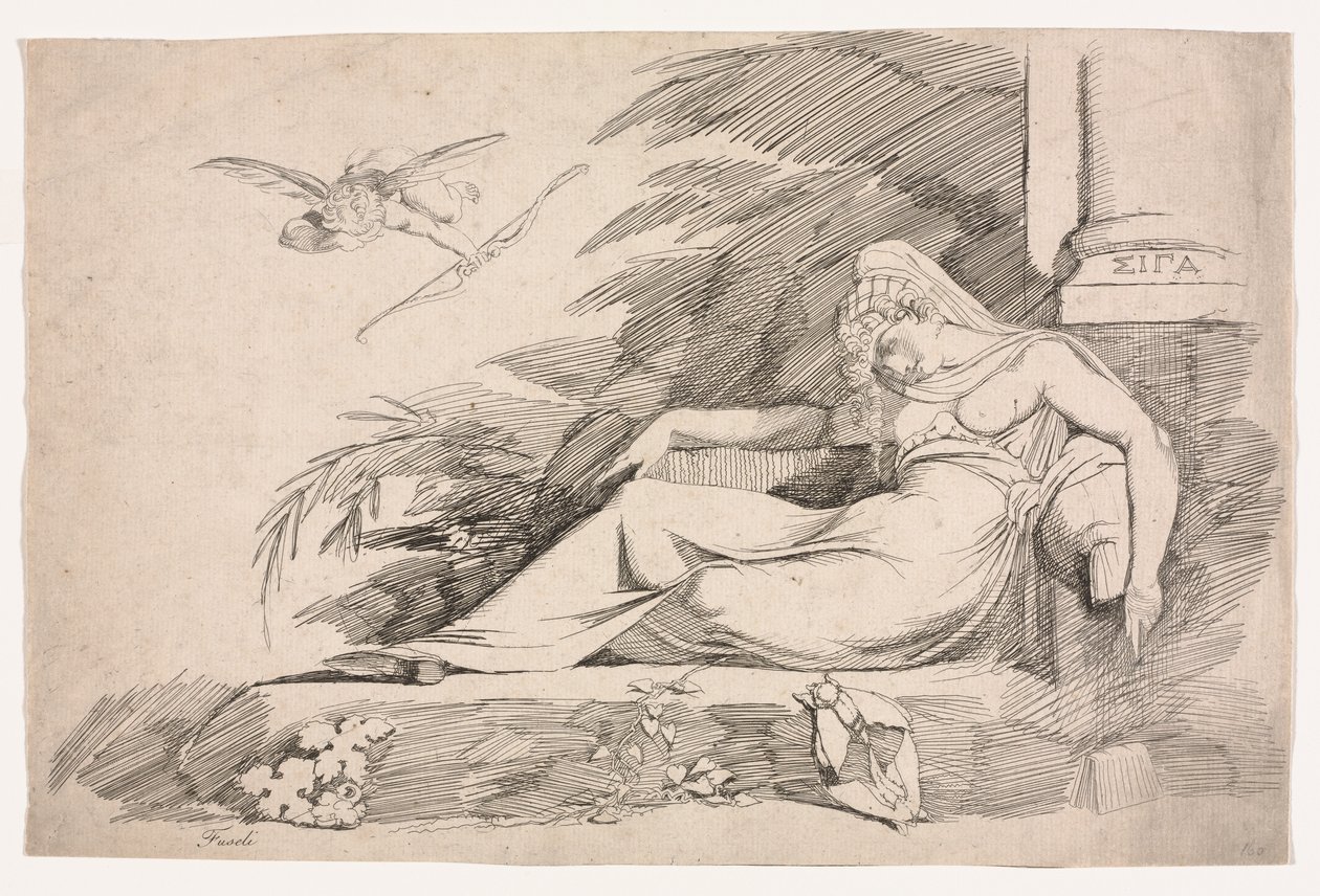 Sleeping Woman with a Cupid by Johann Heinrich Füssli
