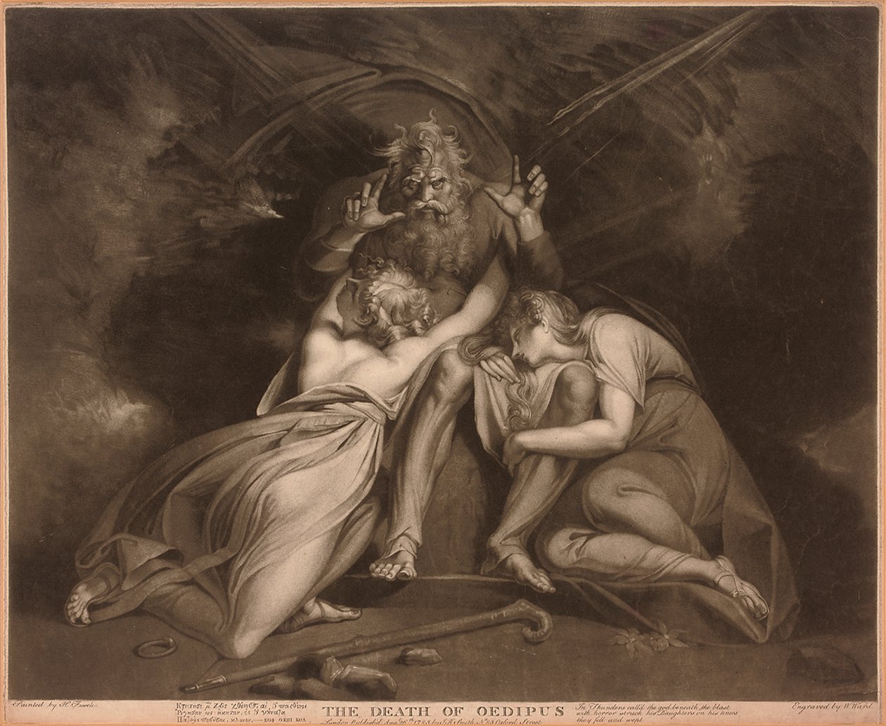 The Death of Oedipus (engraved by William Ward) by Johann Heinrich Füssli