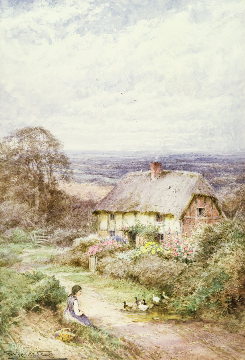 The Thatched Cottage by Henry John Sylvester Stannard