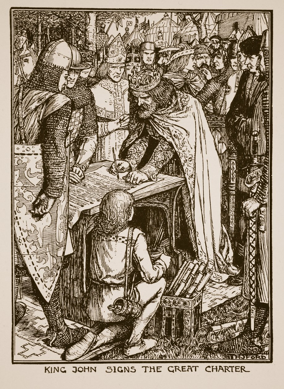 King John sings the Great Charter, illustration from 