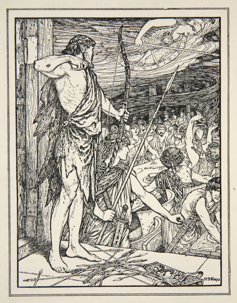 Ulysses Shoots the First Arrow at the Wooers, from 