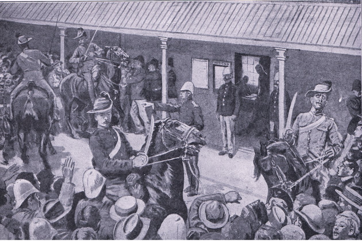 Colonial Reinforcements for South Africa: A Rush of Applicants for Enrolment at Sydney, from After Pretoria: The Guerilla War by Henry Marriott Paget