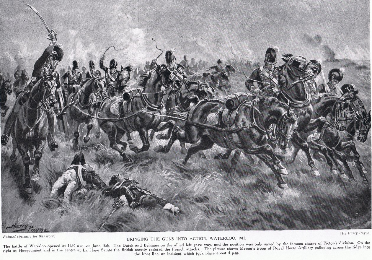 Bringing the Guns into Action, Waterloo, Illustration from 