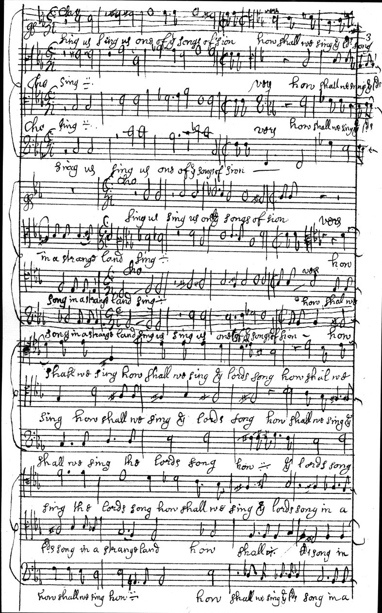 Autograph manuscript of the score for Psalm 137 How shall we sing the Lord