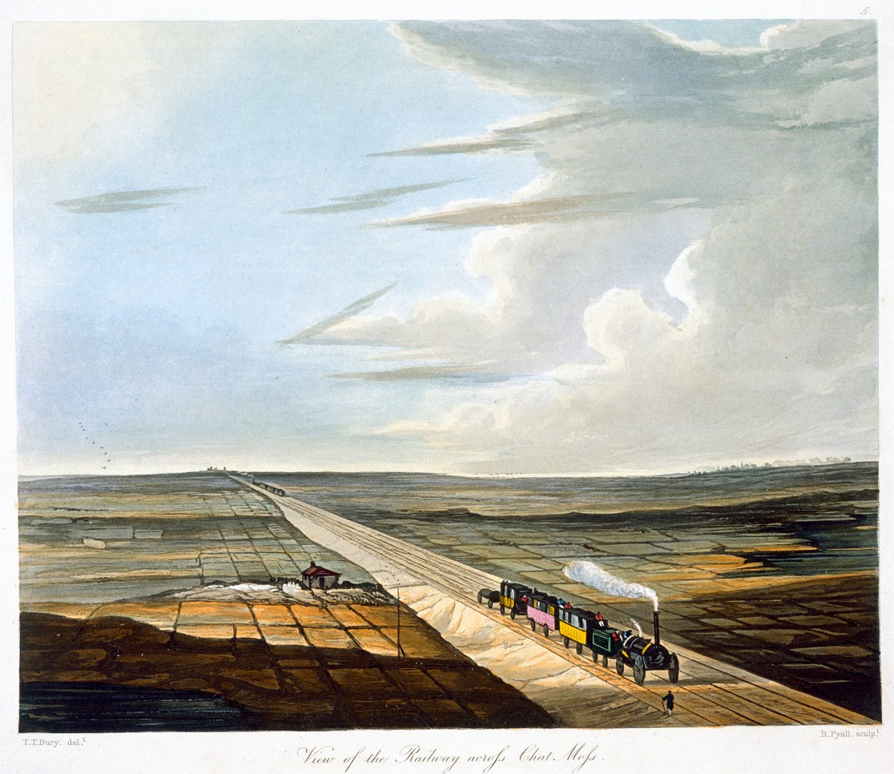 View of the Railway across Chat Moss, Liverpool and Manchester Railway by Henry Pyall