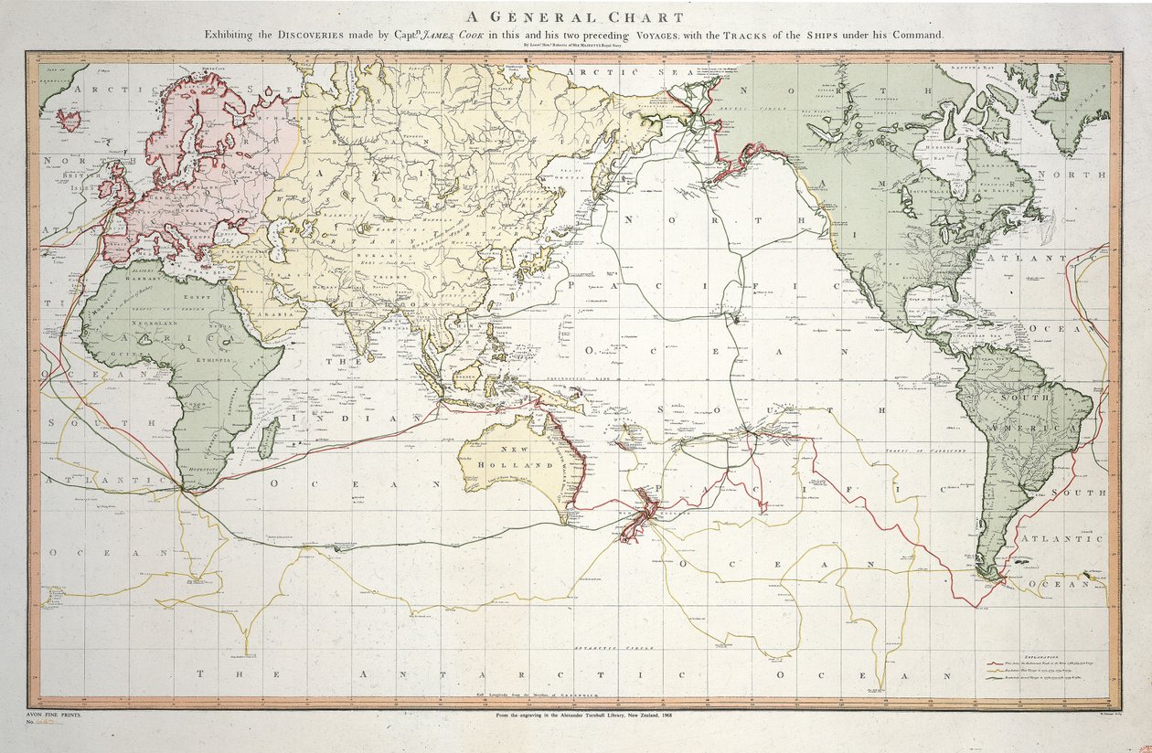 A General Chart Exhibiting the Discoveries Made by Captain James Cook in This and His Two Preceding Voyages with the Tracks of the Ships Under His Command. By Lieutenant Roberts of His Majesty