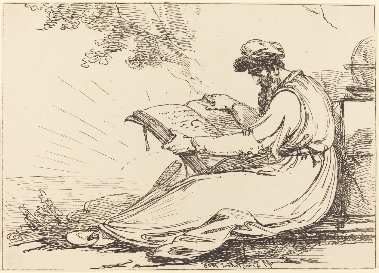 Oriental with Beard, Reading a Book by Henry Singleton